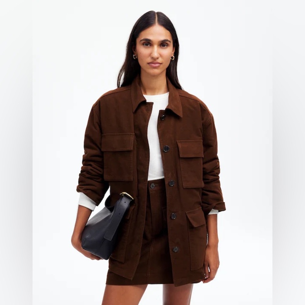 Madewell Flap-Pocket Field Jacket Small Dark Chickory Brown Moleskin